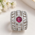 Pink Crystal Statement Ring
